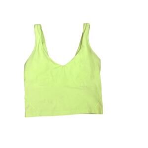Lululemon Align Faded Zap Yellow V Neck Built in Bra Shelf Crop Tank Top Size 2
